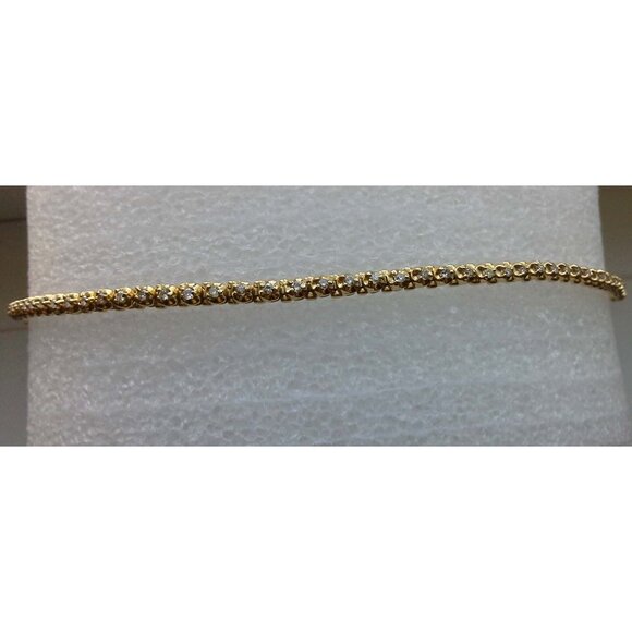 DIAMOND TENNIS BRACELET 14K YELLOW GOLD - Picture 9 of 11